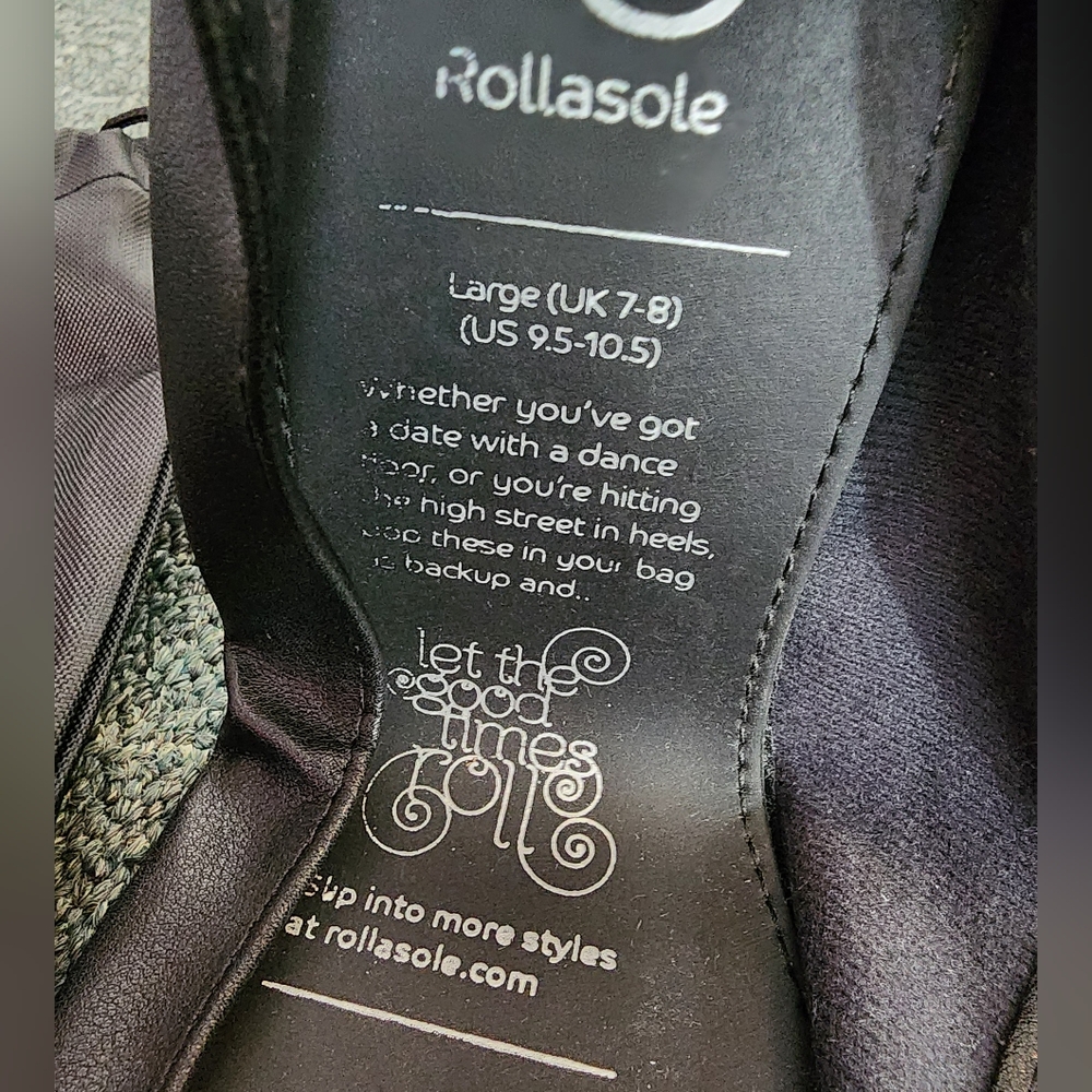 Rollasole Ballet Flats With Travel Bag Black Size 9.5 - Picture 2 of 7